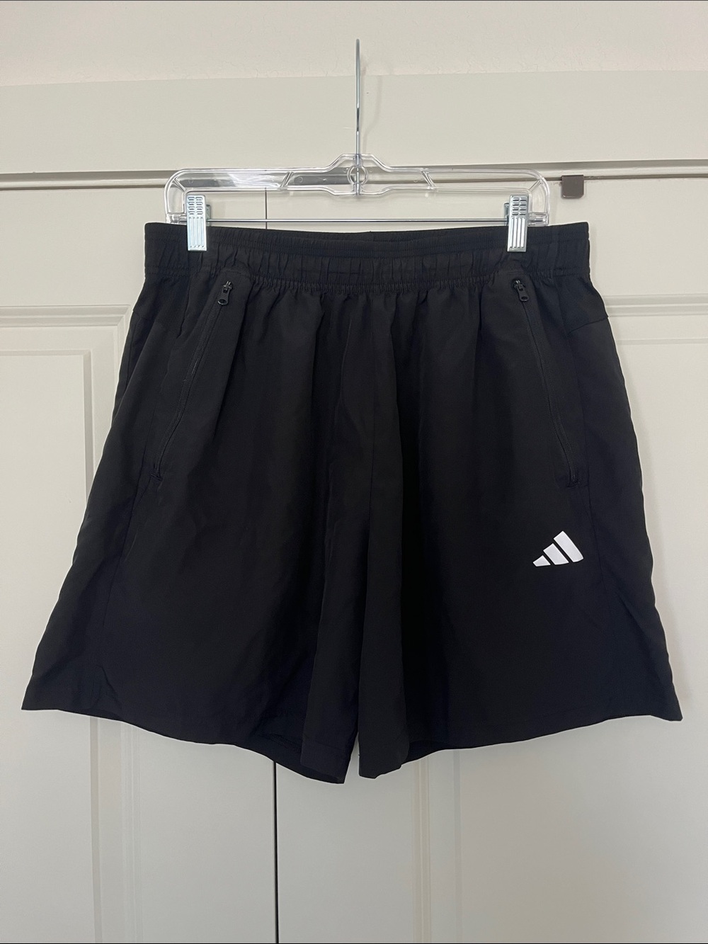 adidas Black Men's Athletic Zip-Pocket Shorts with Logo